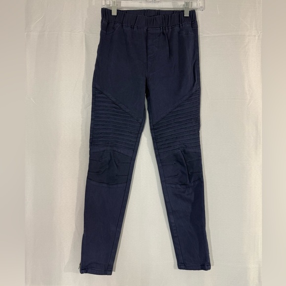 Umgee Denim - Umgee Navy Blue Moto Jeggings M | Elastic Waist Stretch Pants Zip Hem Boho
